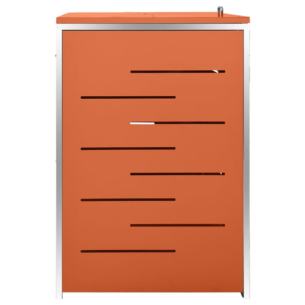 3ER Mülltonnenbox JAGU Edelstahl | Orange | 115x207x77,5cm | Für 3 Tonnen 240L - Orange, Metall (207/115/77.5cm) - DELUKE