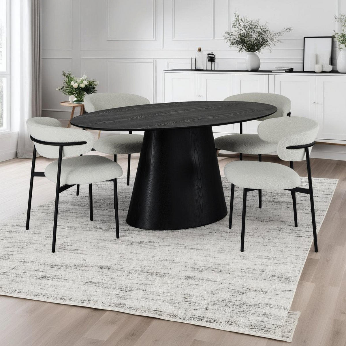 ESSTISCH 90/160/76 Schwarz oval - Schwarz, Holz (90/160/76cm) - Furnhouse