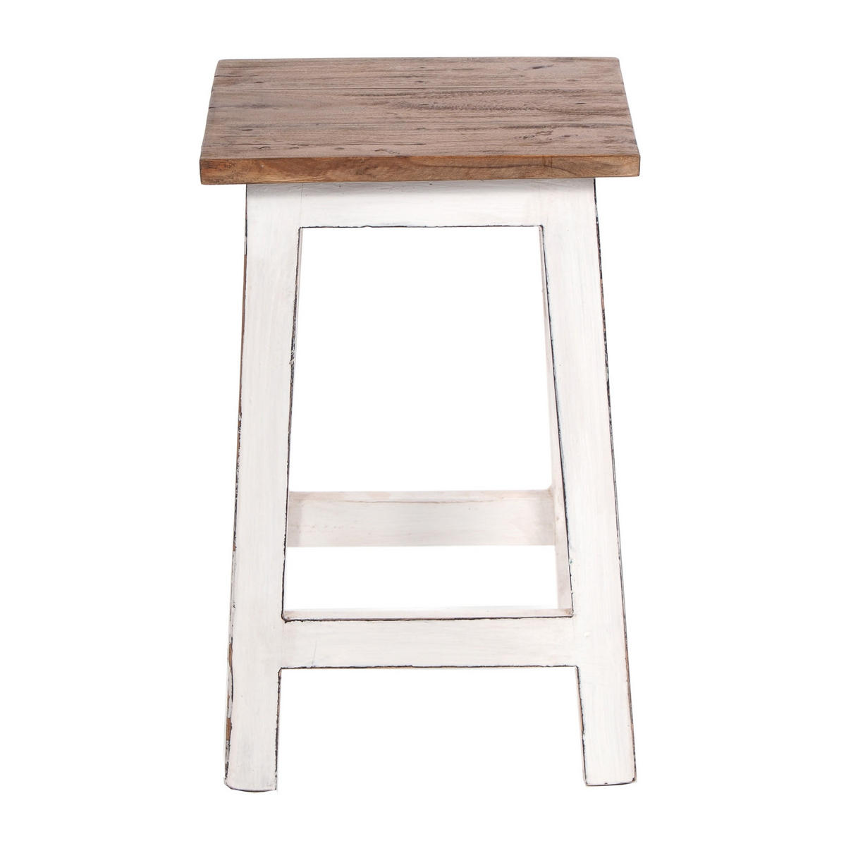 HOCKER MADERO Recyclingholz 06 weiß-landhaus - Weiß, Karton (30/48/30cm) - DESIGN DELIGHTS