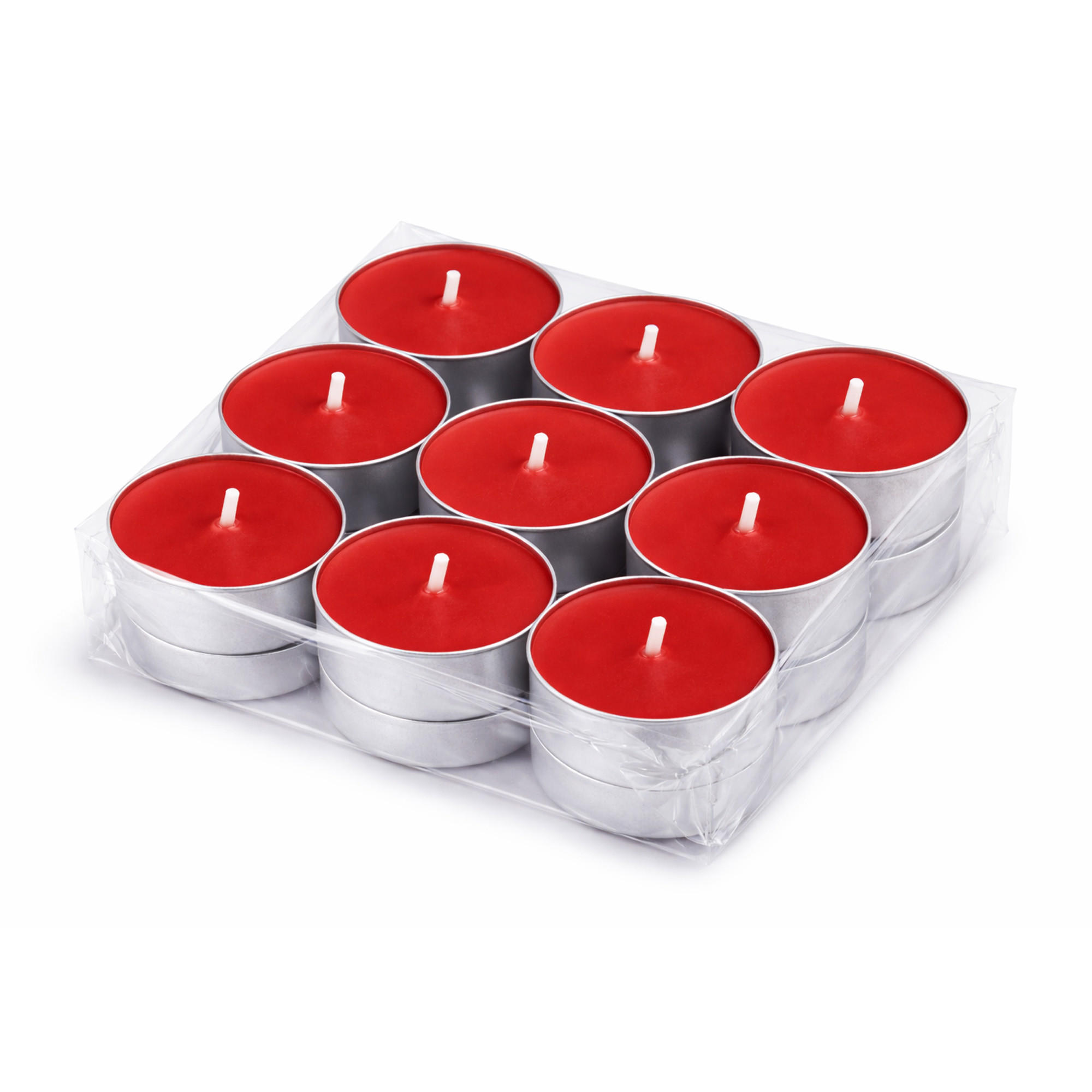 TEELICHT mit Duft - Erdbeere - 18er Pack - Rot, Naturmaterialien (4/1.5/4cm) - HS Candle