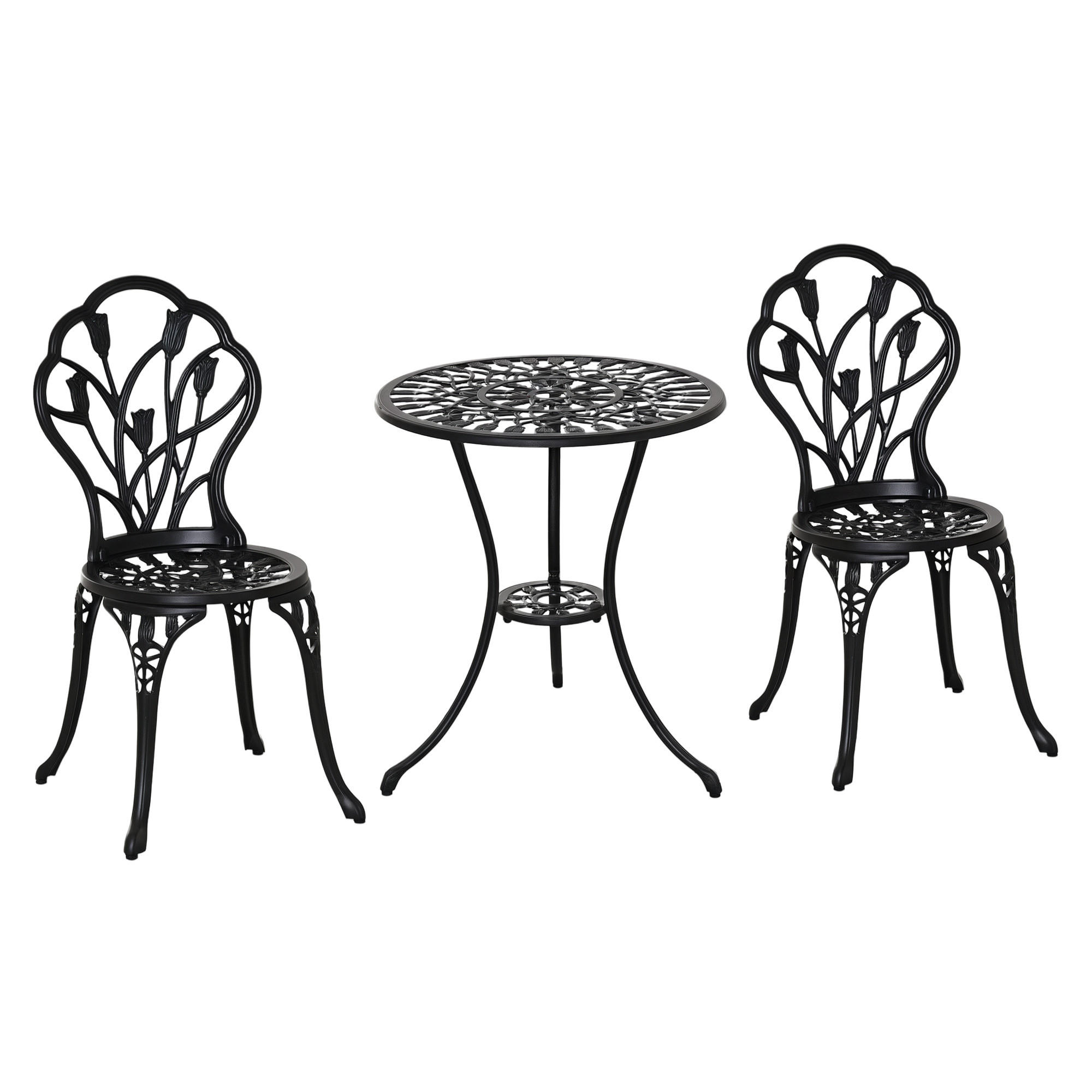 SITZGRUPPE DE-07293 für 2 Personen mit Tisch und Klappstühlen Schwarz - Schwarz, Metall - ComfortXL