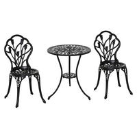 SITZGRUPPE DE-07293 für 2 Personen mit Tisch und Klappstühlen Schwarz - Schwarz, Metall - ComfortXL
