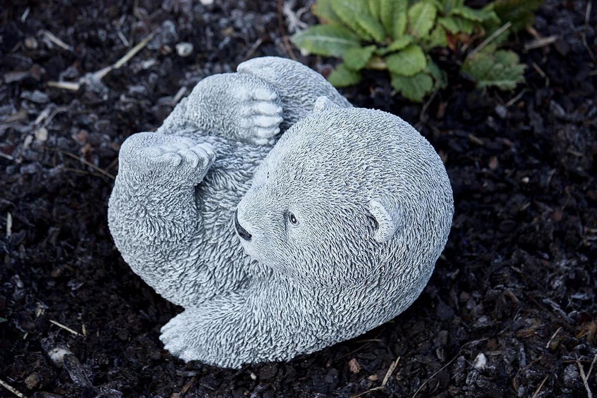 STEINFIGUR großer Bär Bärchen Panda, Frostfest, massiver Steinguss - Grau, Stein (22/22/20cm) - stoneandstyle