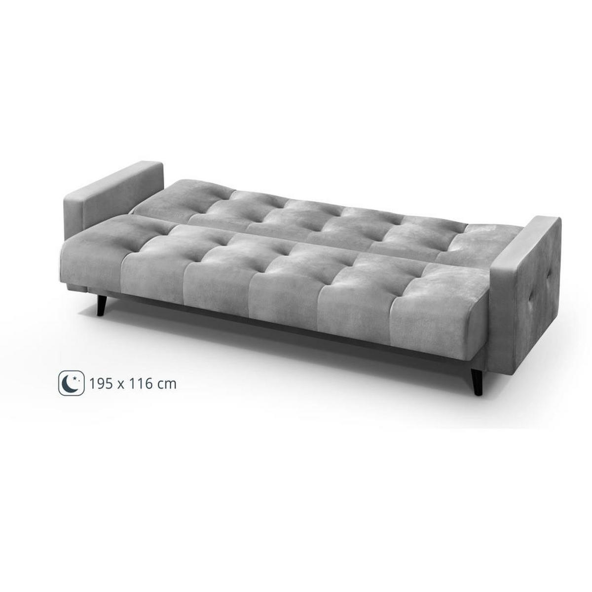 3-SITZER Schlafsofa Nancy Bis hellgrau - Hellgrau, Holz/Textil (220/89/93cm) - Beautysofa
