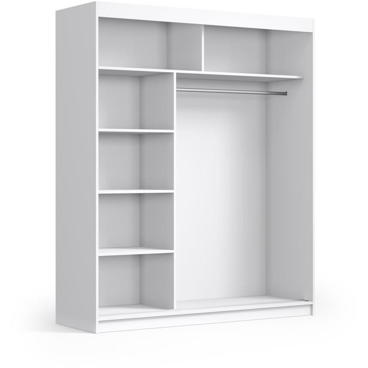 SCHWEBETÜRENSCHRANK Katrina weiß 200/215,5/59 cm 2-türig - Weiß, Holzwerkstoff (200/215.5/59cm) - Beautysofa