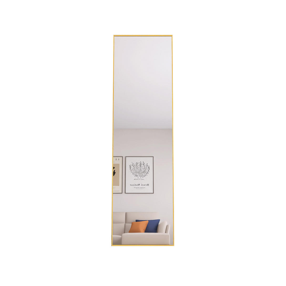 STANDSPIEGEL 140 x 40 cm, rechteckiger zum Aufstellen an der Wand oder zum Aufhängen, goldfarben - Goldfarben, Glas (40/150/3cm) - WoodenAura
