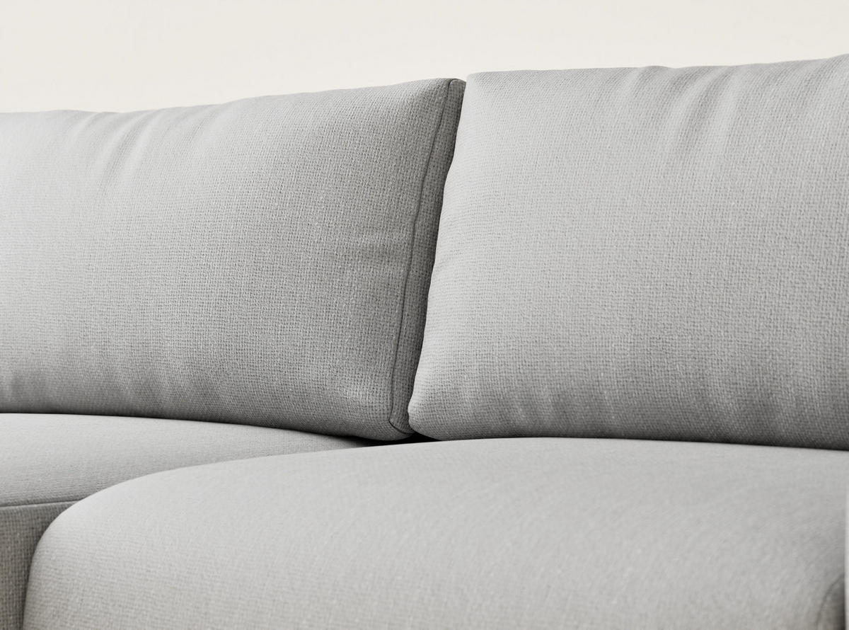 ECKSOFA MIT SCHLAFFUNKTION Numba Hellgrau Webstoff - Hellgrau/Schwarz, Holz/Holzwerkstoff (253/153cm) - Maison de Reve