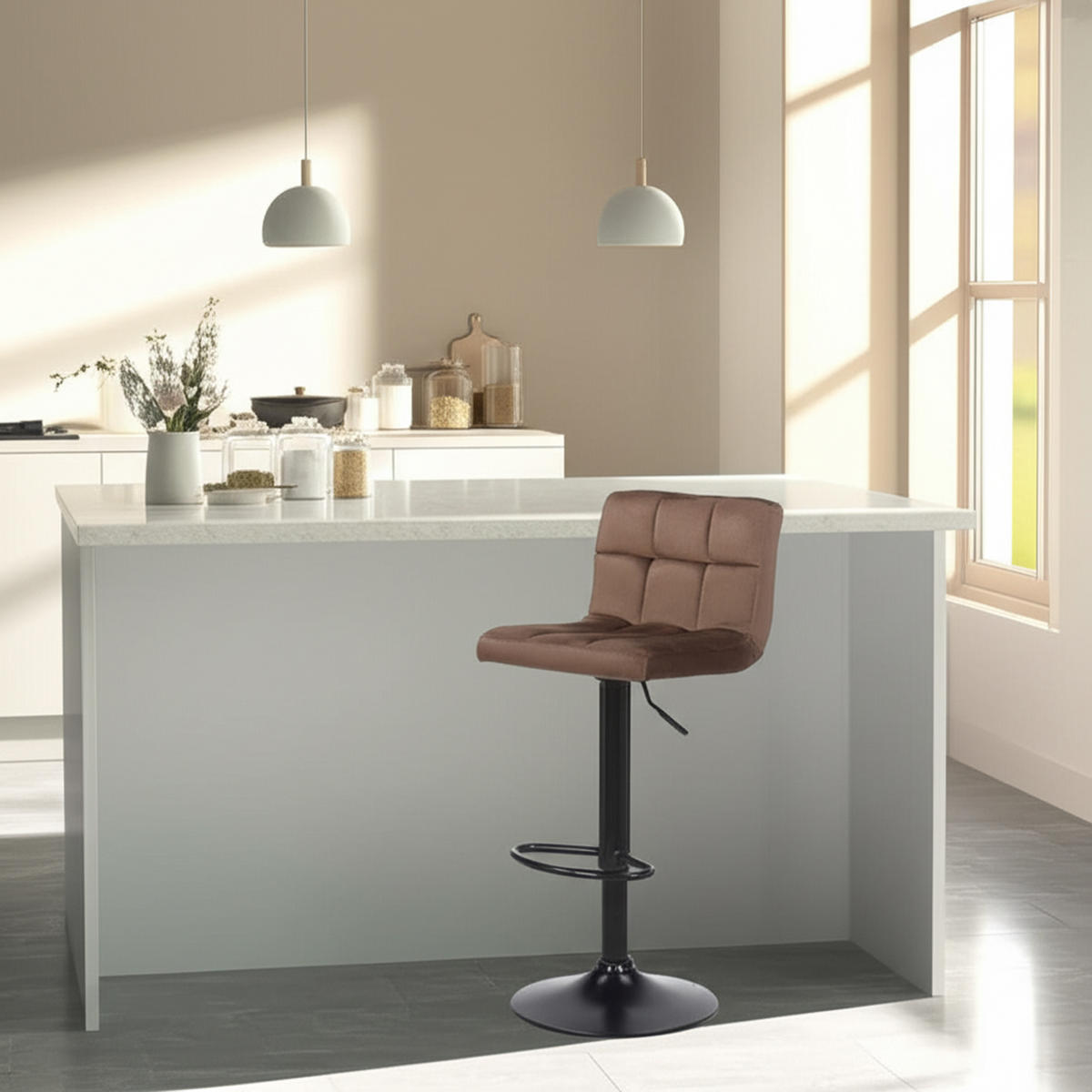 BARHOCKER 2er Set Fenai Samt braun - Schwarz/Braun, Textil/Metall (40/106/40cm) - TPFLiving