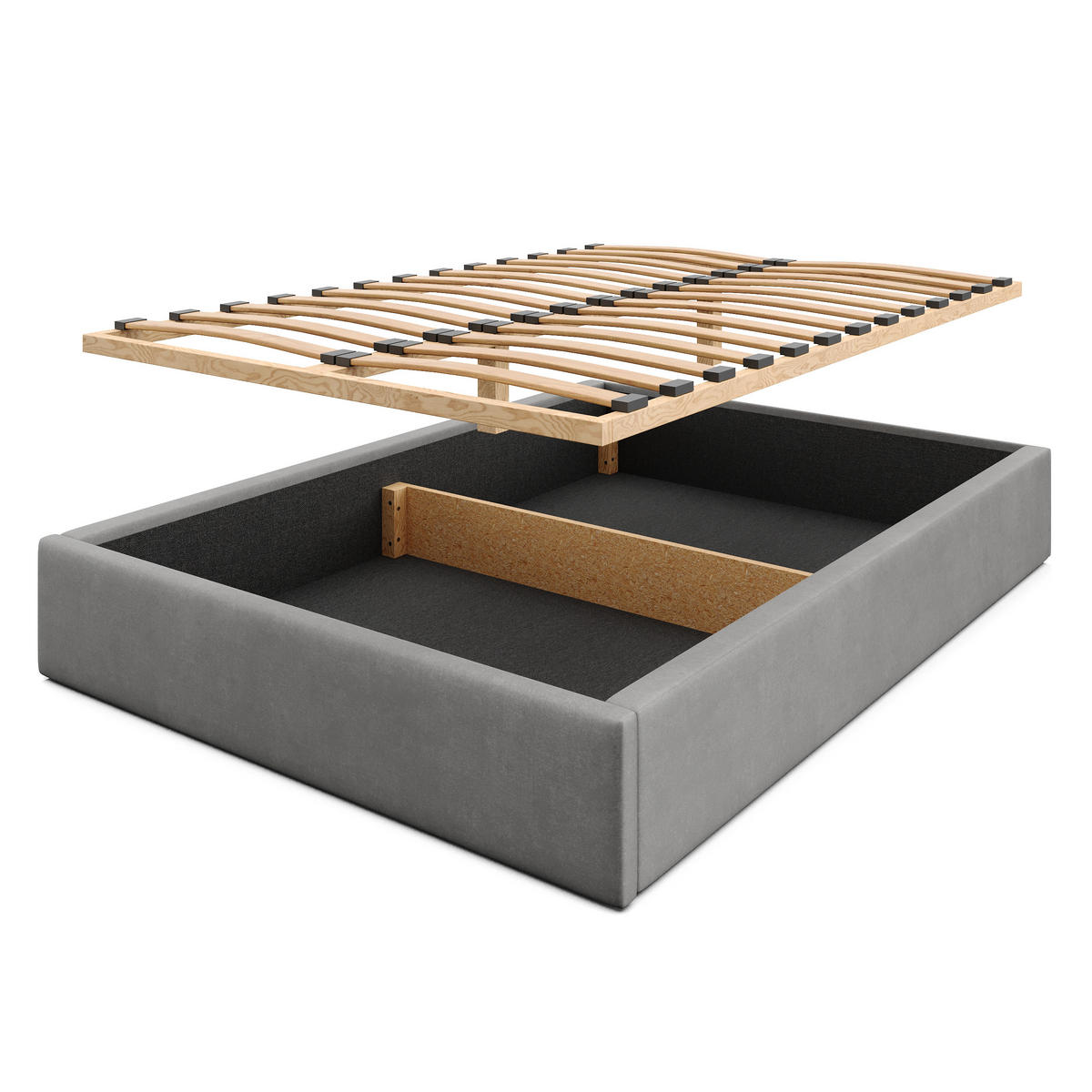 POLSTERBETT 140x200cm Bett mit Stauraum Lattenrost Grau - Grau, Holz/Holzwerkstoff (140/200cm) - Muralo