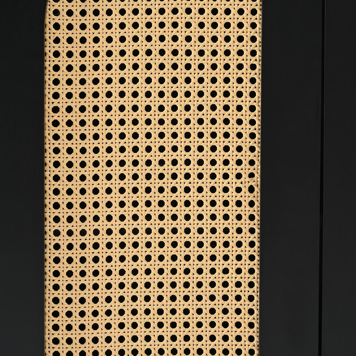 SIDEBOARD in Naturfarbe und Schwarz Anrichte mit 4 Rattantüren für Esszimmer, Küche und Wohnzimmer, B145/T80/H40 cm - Schwarz, Holzwerkstoff/Metall (145/80/40cm) - STILVORA