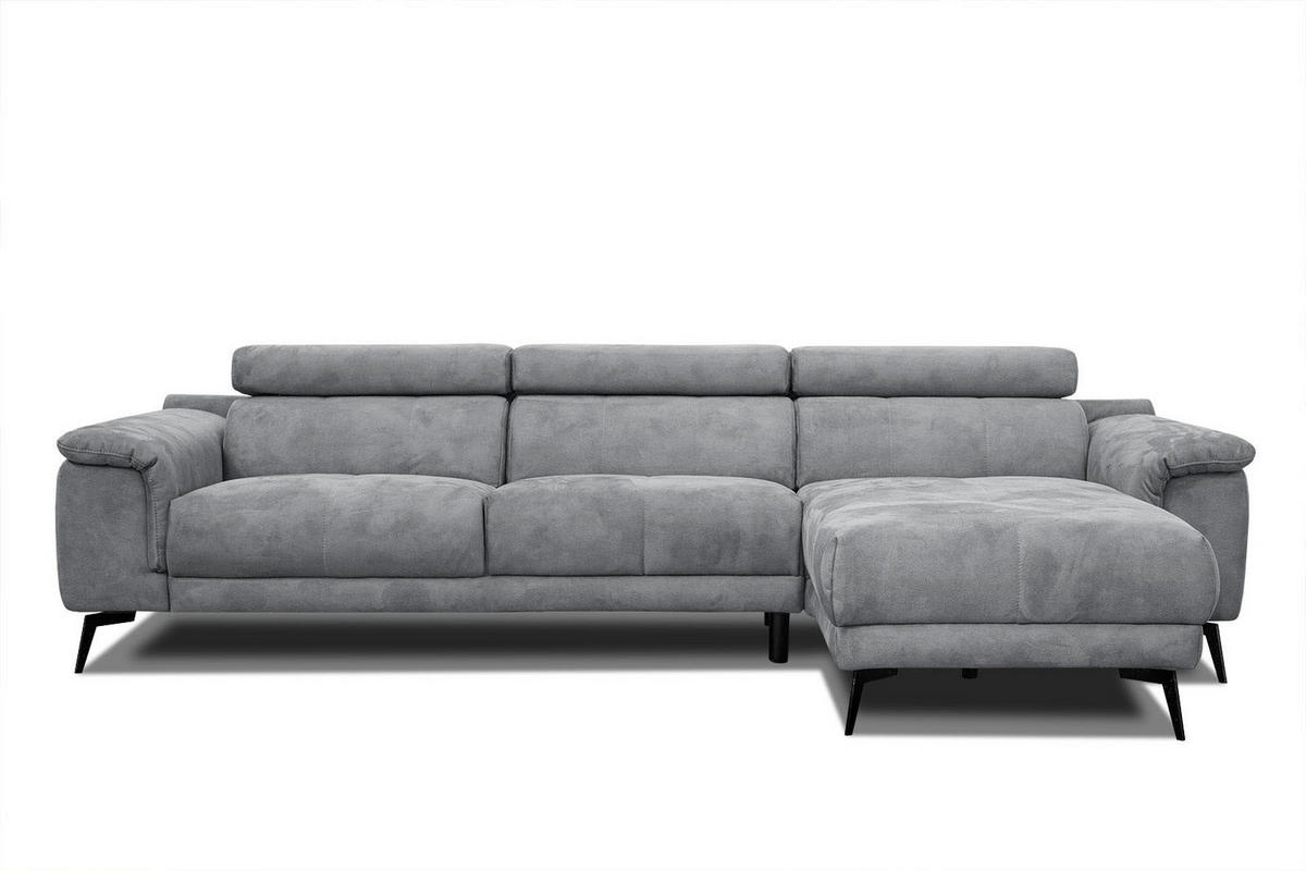 ECKSOFA FIERO 4-Sitzer, grau - Dunkelgrau/Schwarz, Holzwerkstoff/Textil (288/170cm) - Courtois Laville