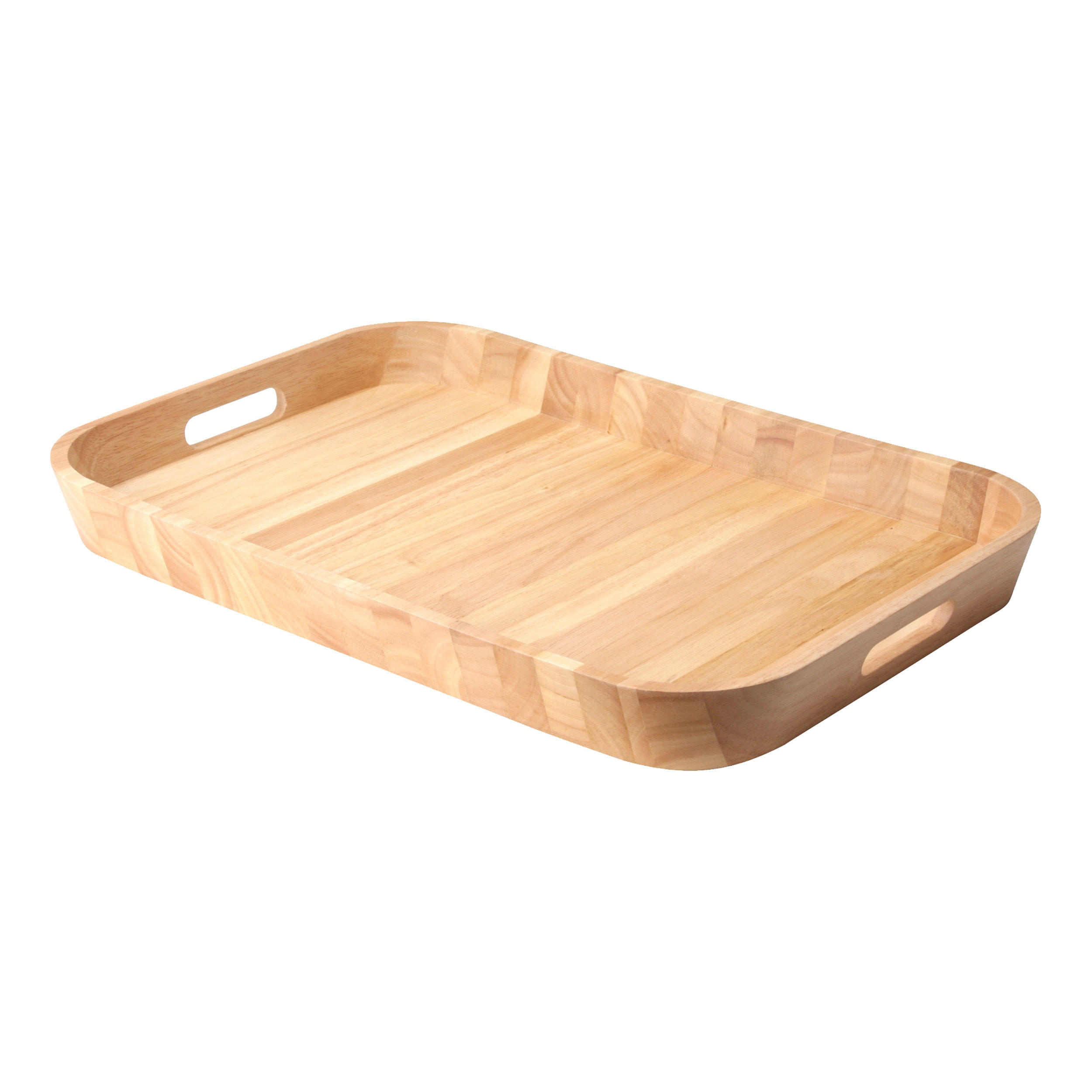 TABLETT mit Griffen, Gummibaumholz, 53 x 35 cm - Braun, Holz (35/6/53cm) - Continenta