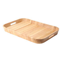 TABLETT mit Griffen, Gummibaumholz, 53 x 35 cm - Braun, Holz (35/6/53cm) - Continenta
