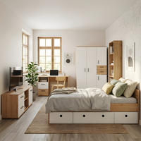 JUGENDZIMMER Mega-Set Bente 5-tlg. - Schwarz/Weiß, Holzwerkstoff/Kunststoff (1/1/1cm) - arthur berndt
