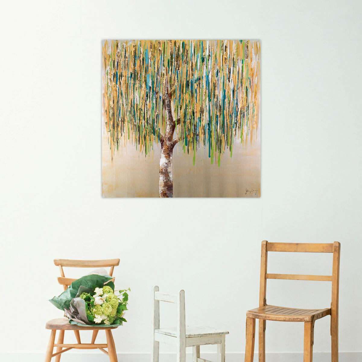ACRYLBILD HANDGEMALT 80/80 cm - Grün, Holz/Textil (80/80cm) - KUNSTLOFT