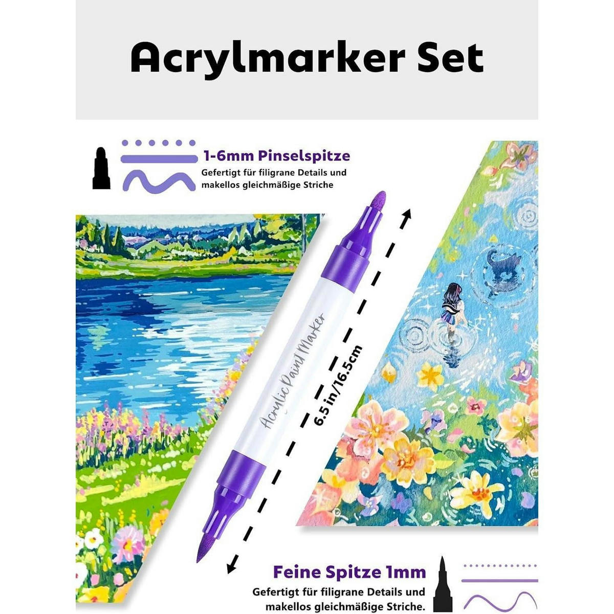 ACRYLSTIFTE Set 120 Farben Doppelspitze - Multicolor, Kunststoff (15.5/15/18cm)