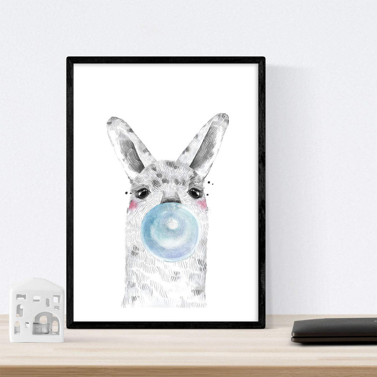 POSTER Set Mit 6 Tiere Babys Mit Kaugummi Zebra Rino Deer Kuhpferd Und Flamme A3 Rahmenlos - Klar, Papier (29/3cm) - Nacnic