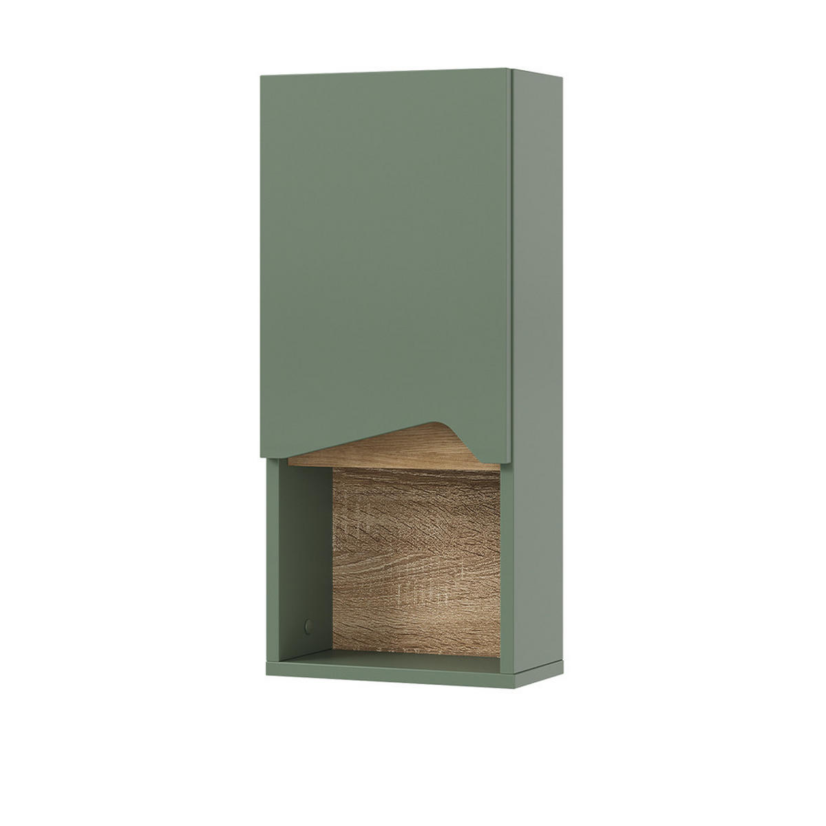 BADSCHRANK Marelle Grün/Artisan 30 x 67 cm mit Tür und offenem Fach - Grün, Holzwerkstoff (30/67/17cm) - Vicco