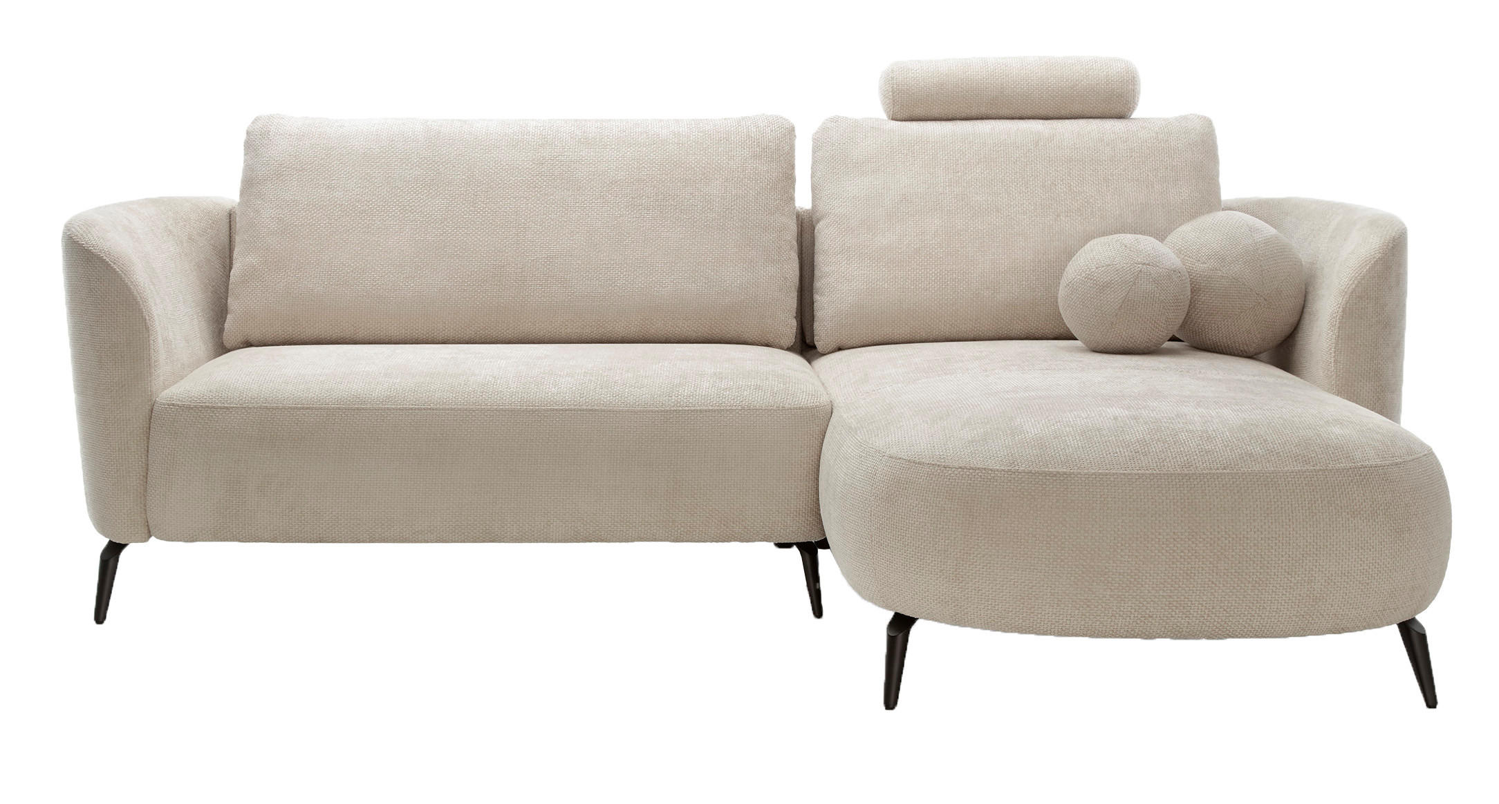 ECKSOFA auf Füßen Kendra 260 cm mit Schlaffunktion, Rechts, Beige - Beige, Holz (180/260cm) - Emporius
