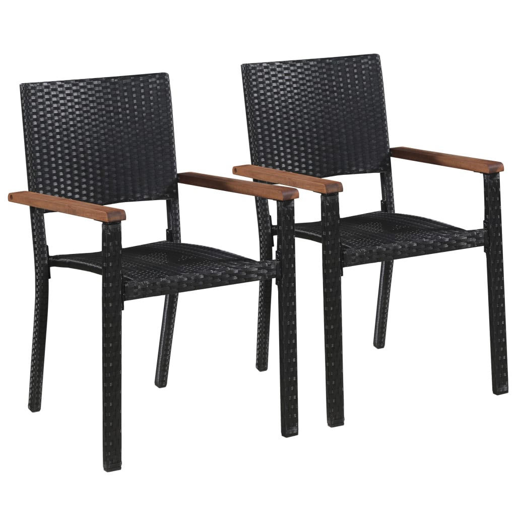 GARTENSTÜHLE 2 Stk. Poly-Rattan Schwarz - Schwarz, Kunststoff (56/88/55cm) - furnicato