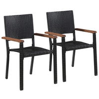GARTENSTÜHLE 2 Stk. Poly-Rattan Schwarz - Schwarz, Kunststoff (56/88/55cm) - furnicato