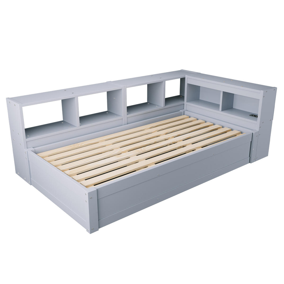 STAURAUMBETT 90/200 cm DE-32619 mit LED und Stauraum Grau - Grau, Holzwerkstoff (90/200cm) - ComfortXL