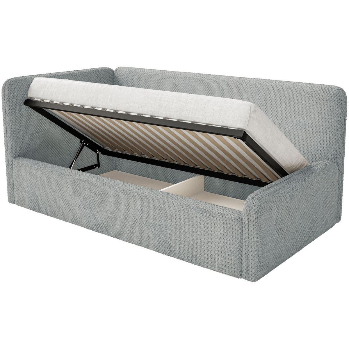 JUGENDBETT Fanko Plüsch Grau 90x200 cm - Schwarz/Grau, Kunststoff/Textil (90/200cm) - Selsey