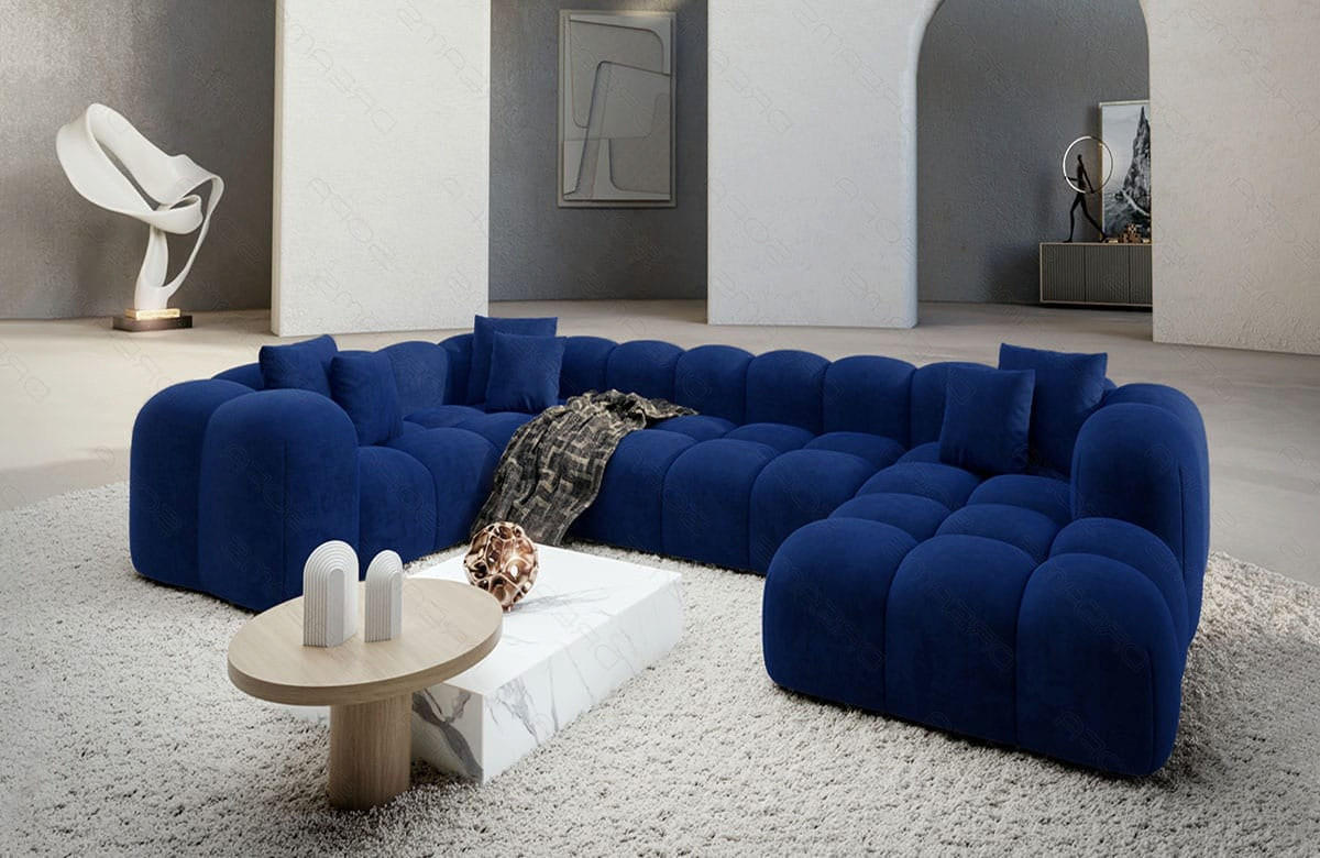 WOHNLANDSCHAFT Cloud Dunkelblau Samtstoff - Dunkelblau, Kunststoff (314/72/184cm)