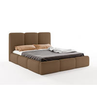 POLSTERBETT VARDO 180x200 cm mit Bettkasten, Stauraum und Metall-Lattenrost – Bouclé Stoff Braun - Schwarz/Braun, Textil/Metall (180/200cm) - Luxkor24