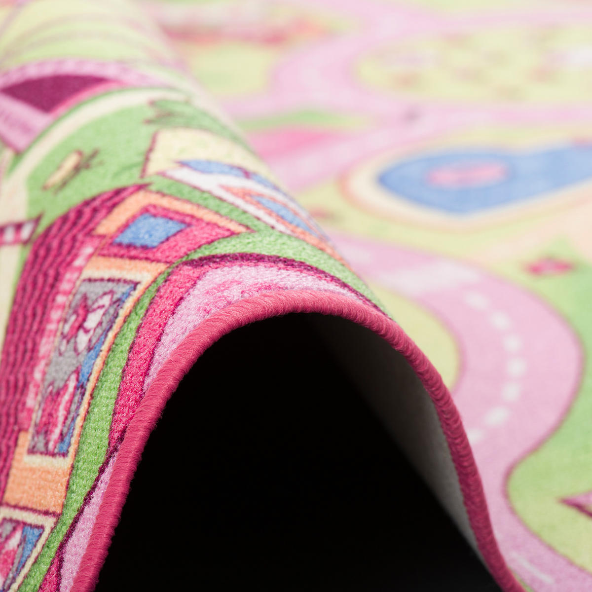 KINDER SPIEL STRASSENTEPPICH - Rosa, Textil (200/300cm) - Snapstyle