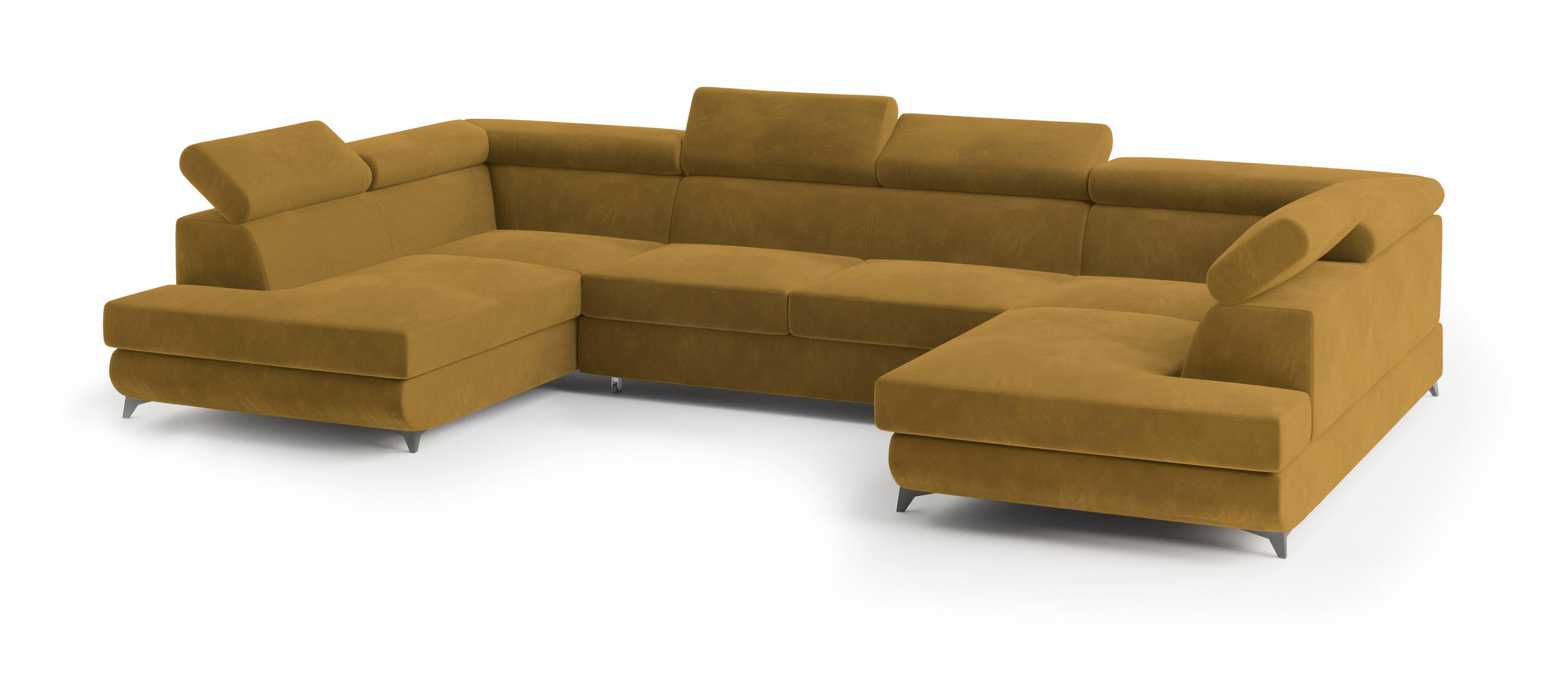 ROHOVÁ SEDAČKA VINTESSA žlutá - černá/žlutá, kov/dřevo (323/190cm) - MASSENO