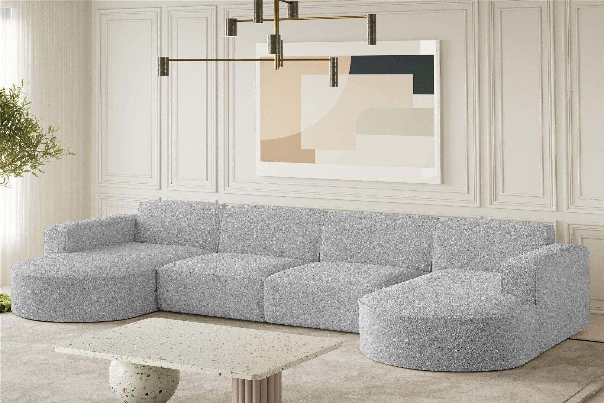 WOHNLANDSCHAFT Palma Xl In Ascot - Creme, Holzwerkstoff/Textil (382/78/165cm) - Fun Möbel