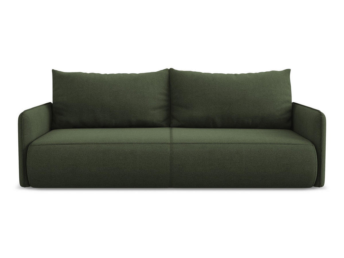 3-SITZER SOFA mit Schlaffunktion Strukturstoff Stoff Grün - Schwarz/Olivgrün, Kunststoff/Textil (216/86/105cm) - Makamii