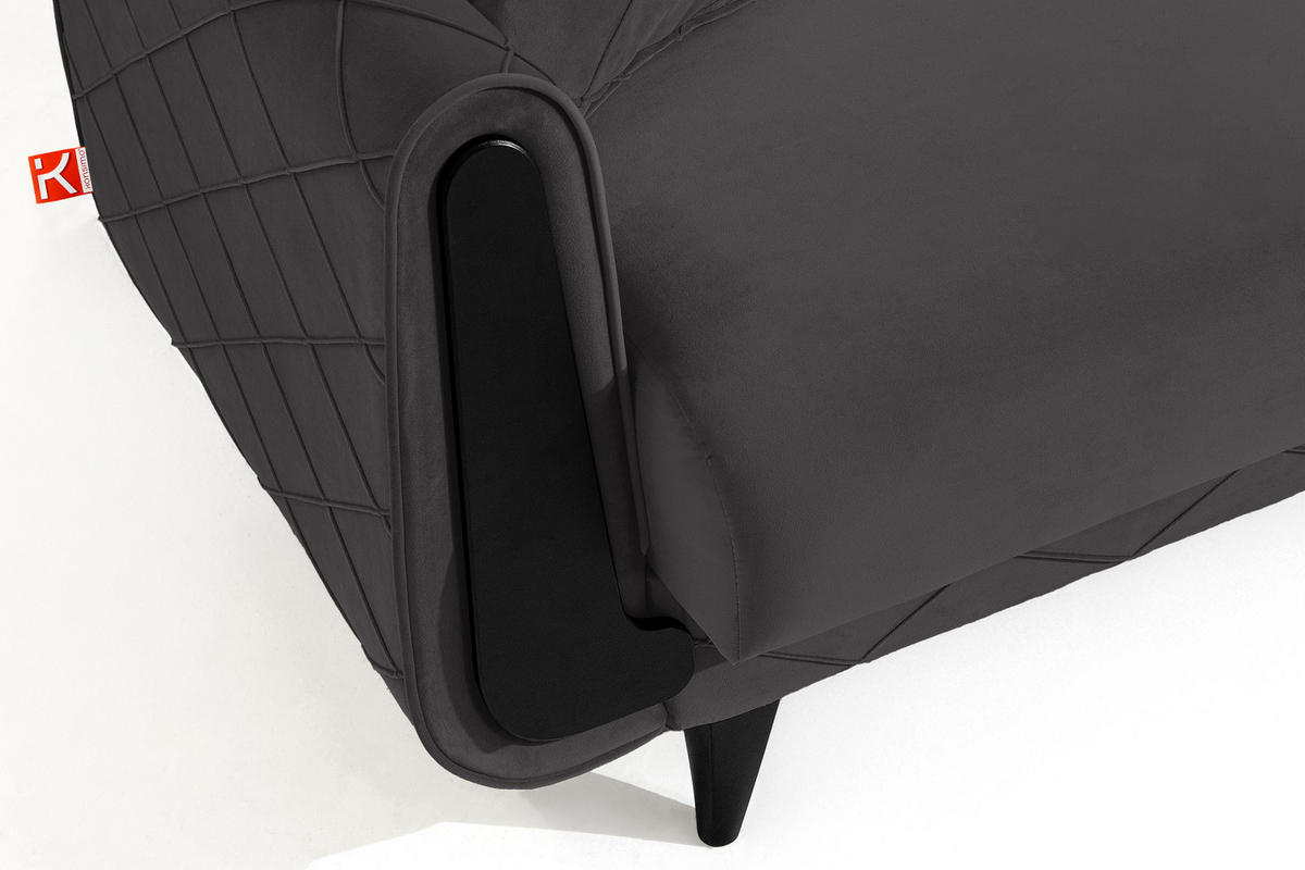 3-SITZER-SOFA GUSTAVO III Sofa 3 Velours, Graphitfarben - Graphitfarben, Holz/Holzwerkstoff (230/98/98cm) - KONSIMO®