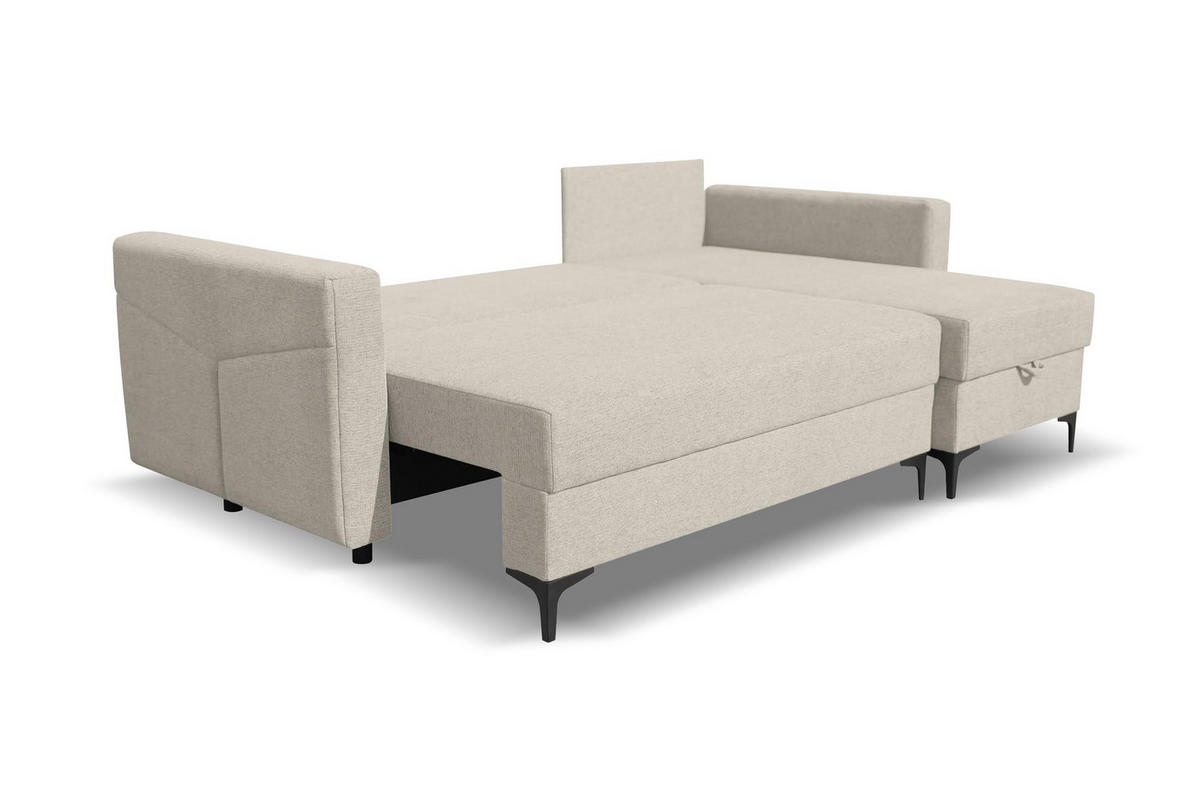 ECKSOFA KAIRO mit Schlaffunktion und Zwei Bettkasten (Beige) - Beige, Textil (230/150cm) - VENASI MÖBEL