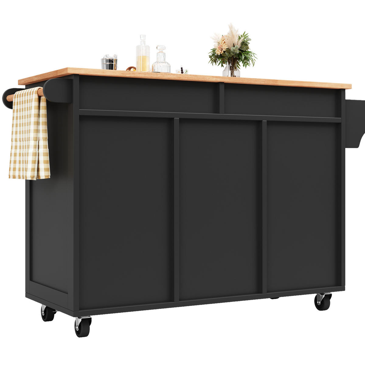 KÜCHENINSEL mit Stauraum 102 x 45 x 92 cm Schwarz - Schwarz, Metall (45/92/102cm) - Beauniv
