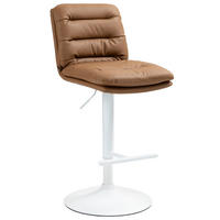 BARHOCKER Lederlook hellbraun - Hellbraun/Weiß, Textil/Metall (42/94/56cm) - CLP