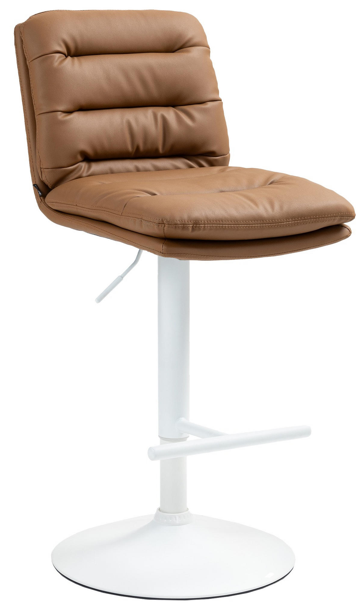 BARHOCKER Lederlook hellbraun - Hellbraun/Weiß, Textil/Metall (42/94/56cm) - CLP