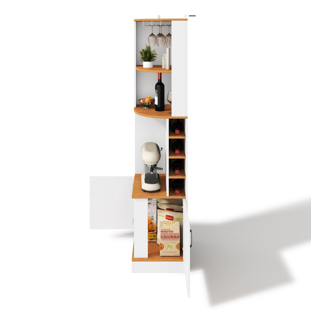 HIGHBOARD DE-38705 40/40/182 cm Weinglasregal und 4 Weinfächer Weiß - Weiß, Holzwerkstoff (40/182/40cm) - ComfortXL