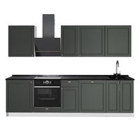 KÜCHENZEILE Fame-Line, Grün-Gold Landhaus/Weiß, 280 cm ohne Arbeitsplatte - Weiß/Grün, Holzwerkstoff (280/206.8/51.6cm) - Vicco