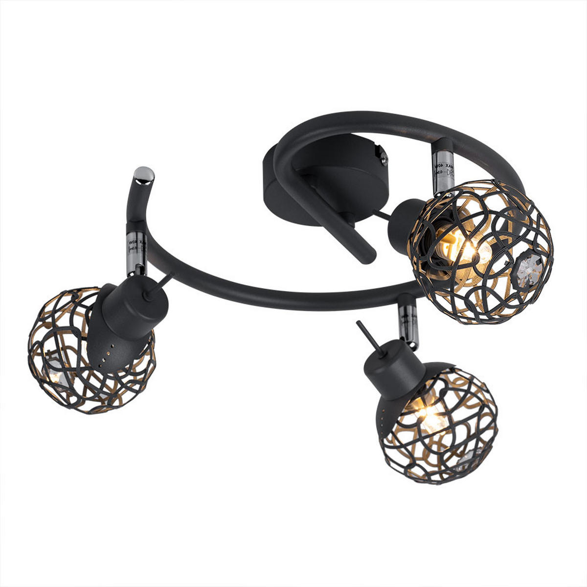 DECKENLEUCHTE Metall Grau Kristalloptik - Grau, Metall (25/25/14cm) - Globo Lighting