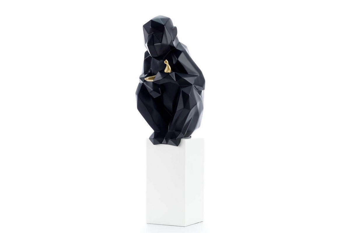 SKULPTUR Schwarz 21/66 cm - Schwarz, Stein (2.4/66/18cm) - KUNSTLOFT