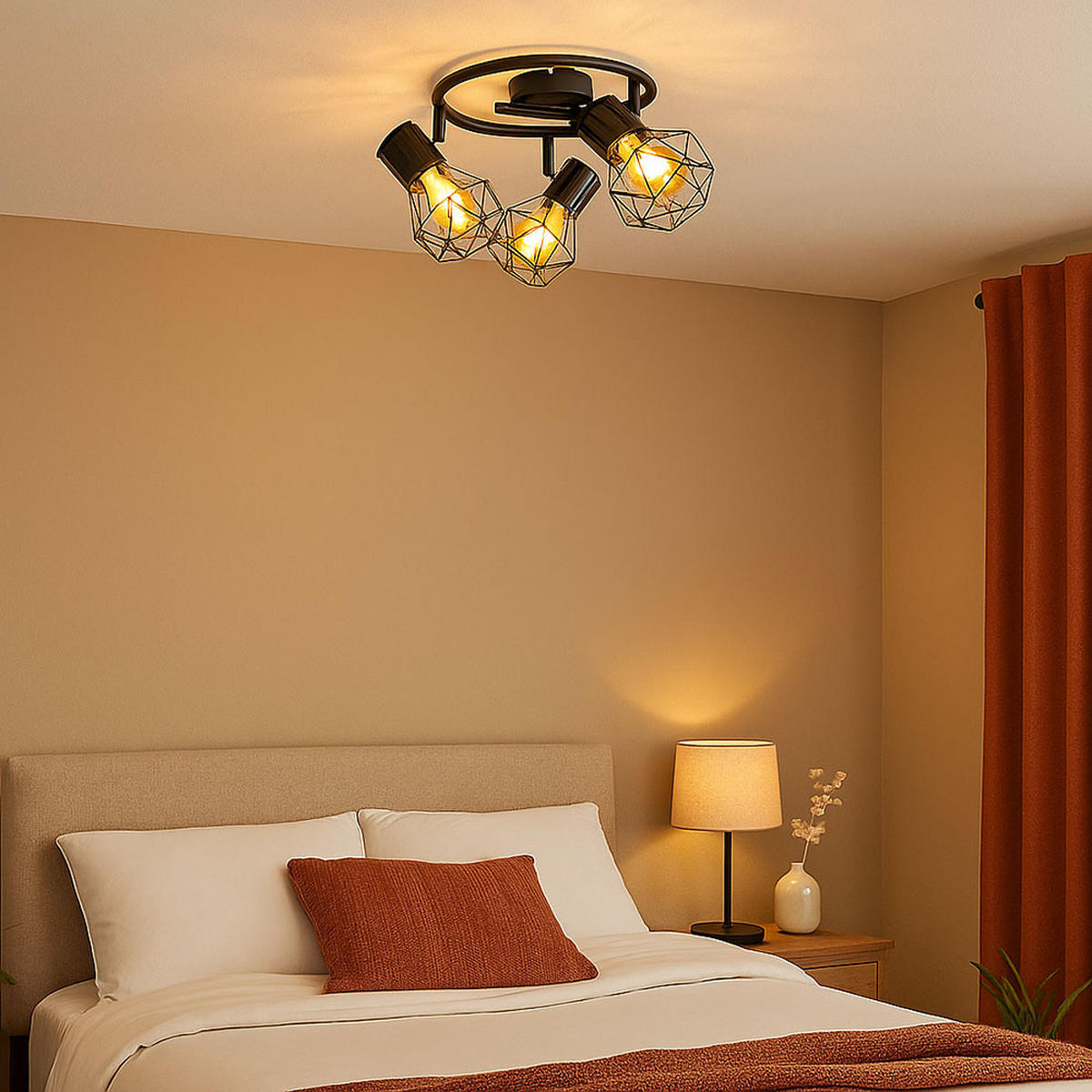 DECKENLEUCHTE Metall Schwarz PRISKA - Schwarz, Metall (28.5/28.5/19cm) - Globo Lighting