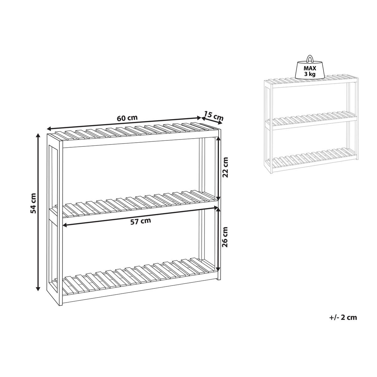 REGAL Bambus Hellbraun Paducah - Braun, Holz (60/54/15cm) - Beliani