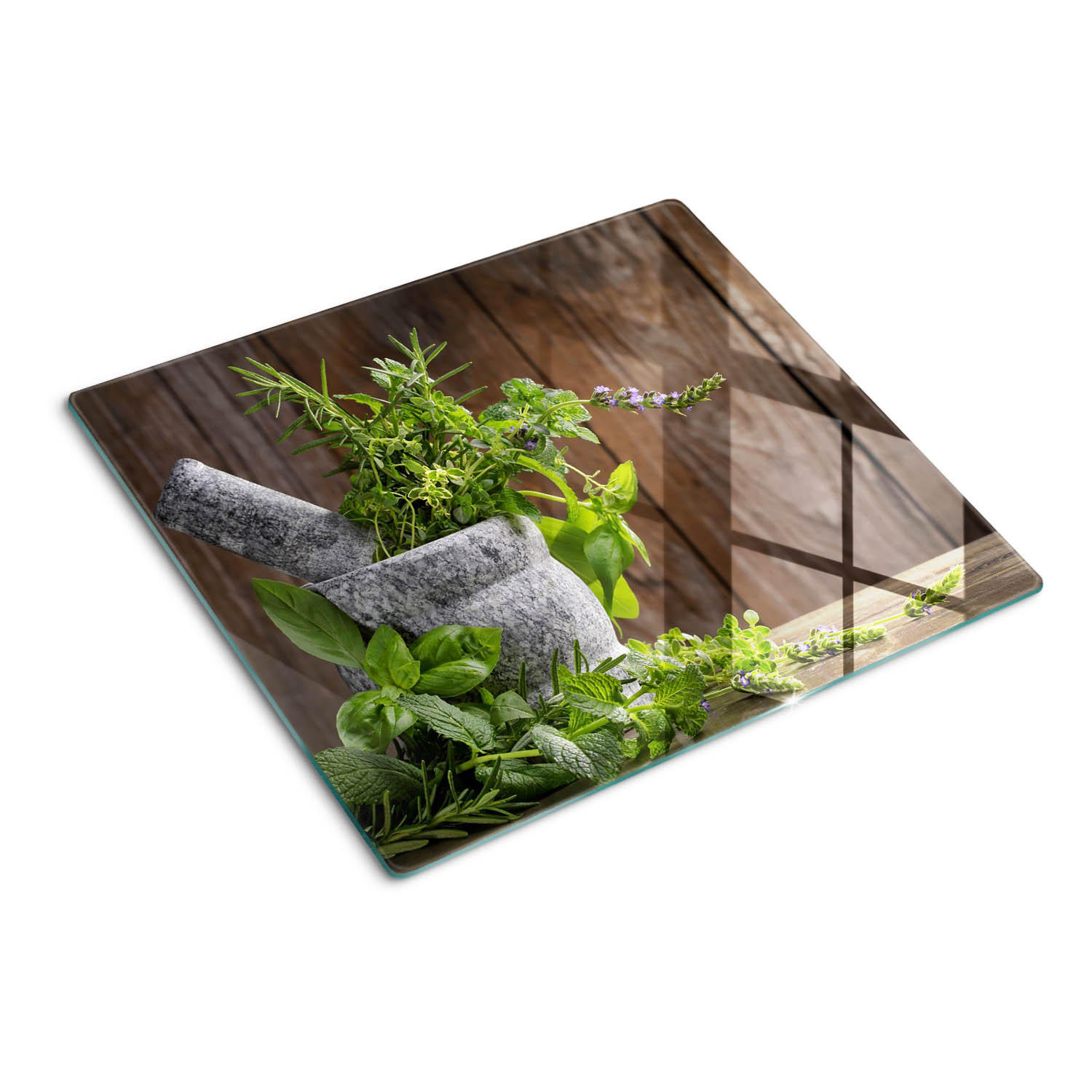 GLASPLATTE 60x52 cm Kräutermörser - Grün, Glas (60/0.4/52cm) - TULUP