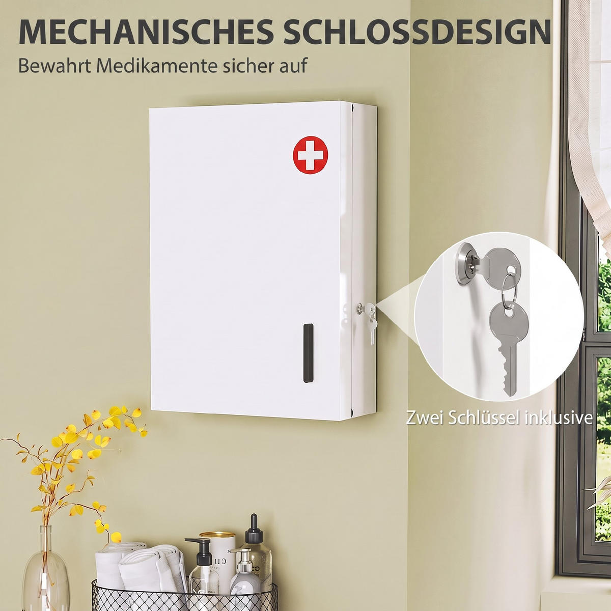 BADEZIMMERSCHRANK Weiß 18.0/40.0/60.0 cm - Weiß, Metall (40/60/18cm)