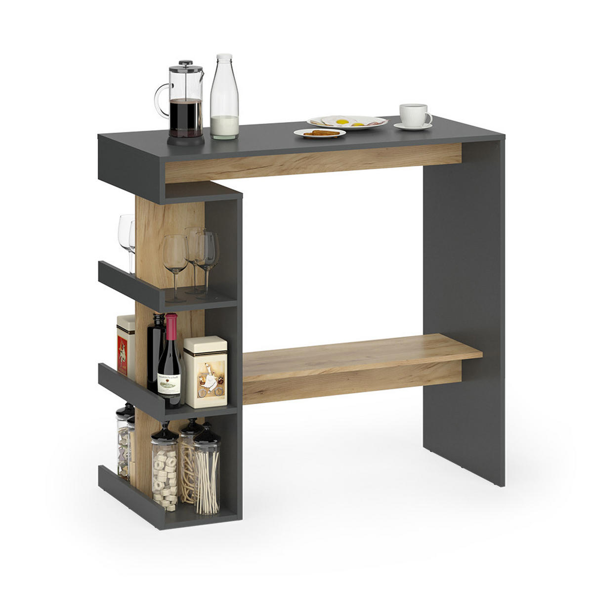 BARTISCH Dana Anthrazit/Goldkraft Eiche 108 x 50 cm - Honigeiche/Anthrazit, Holzwerkstoff (50/108/103cm) - Vicco