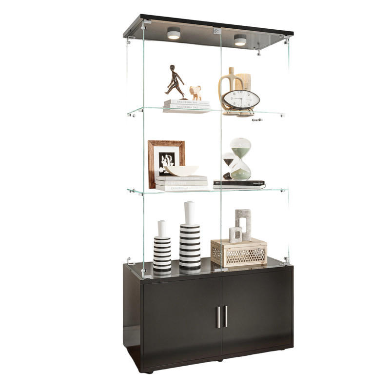 GLASVITRINE Schwarz LED 78x35x164 cm - Schwarz, Glas (35/164/78.51cm) - SHOPENTRA
