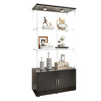 GLASVITRINE Schwarz LED 78x35x164 cm - Schwarz, Glas (35/164/78.51cm) - SHOPENTRA