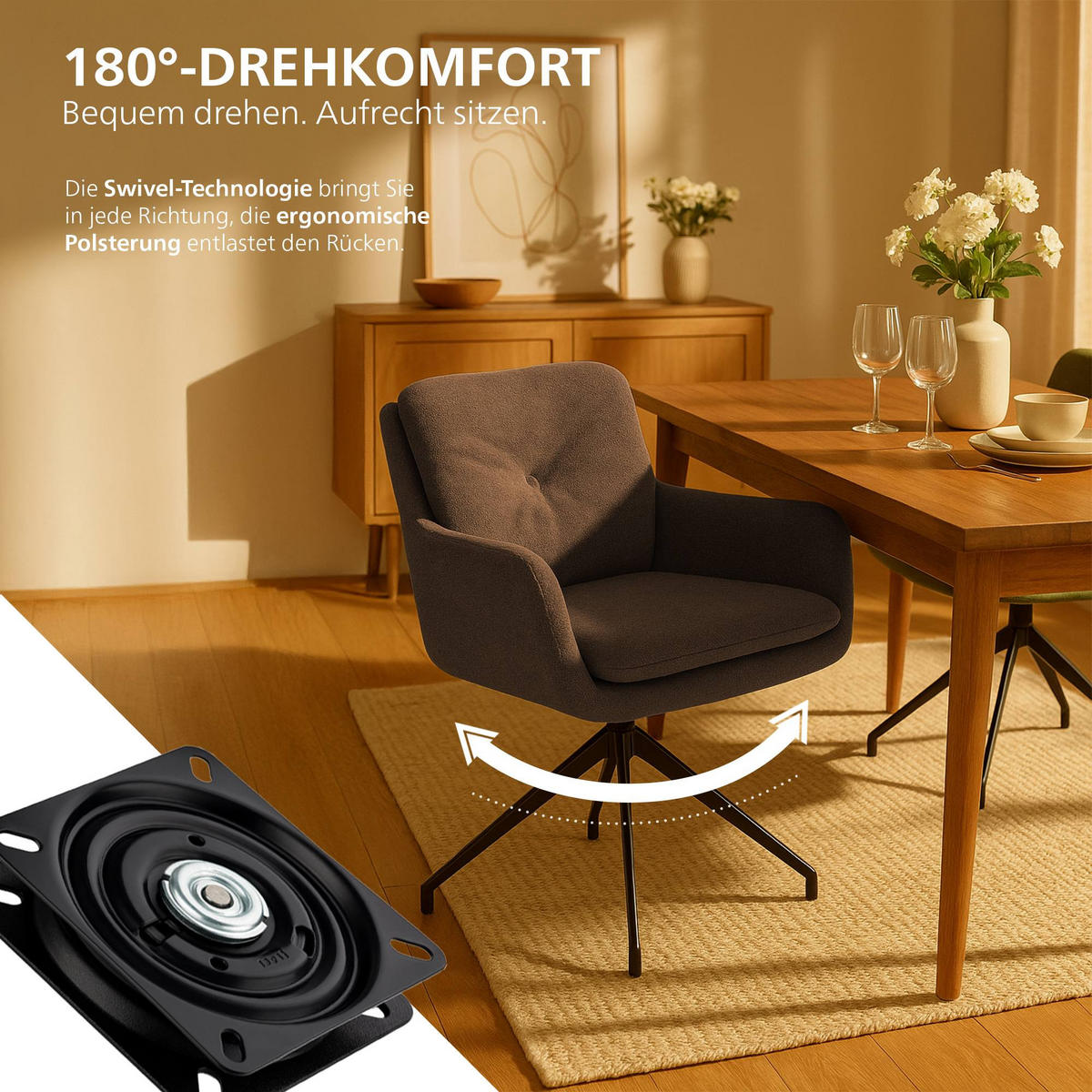 ESSZIMMERSTUHL Stoff Braun - Schwarz/Braun, Textil/Metall (58/85/63cm) - CLP